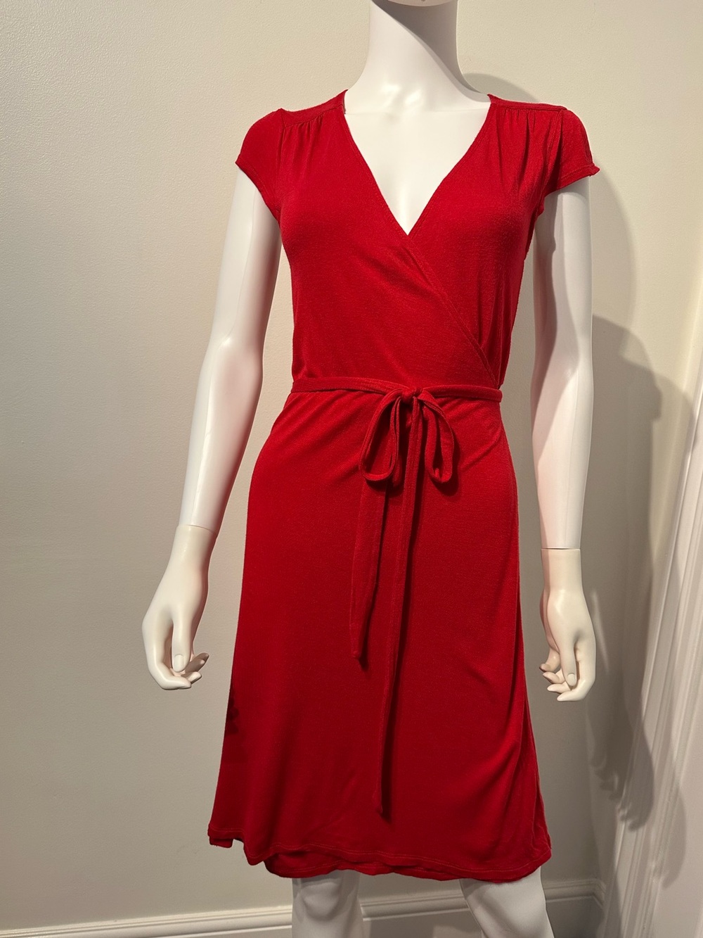 Red Wrap Tie-Waist Dress XS